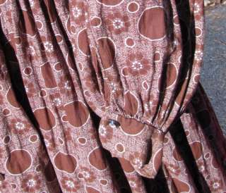 Antique Brown Cotton Victorian Wrap Prairie Day Dress  