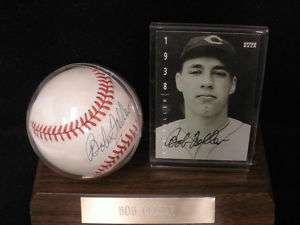 RA125 Bob Feller Autographed Baseball w/ Card Display  