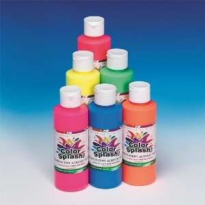  8 Oz. Color Splash! Fluorescent Acrylic Paint (Pack of 6 