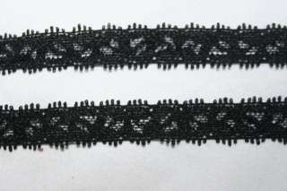 yards narrow skinny BLACK Galloon baby headband stretch lace 1/2 