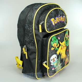 Pokemon Pikachu and Friends Black 16 Backpack   Book Bag Boys School 