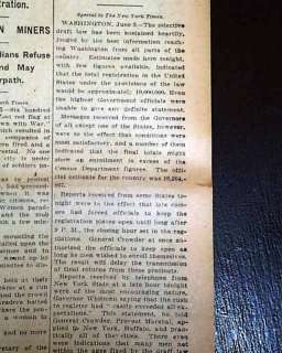   DRAFT Takes Effect CONSCRIPTION World War I WWI 1917 Newspaper  