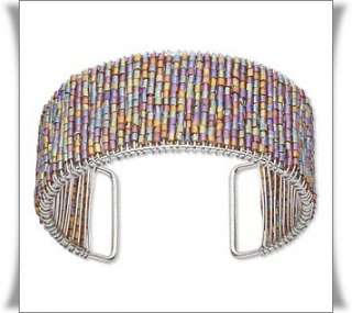 BEADED CUFF BRACELET ~Shimmering Bugle Beads 30mm Wide  