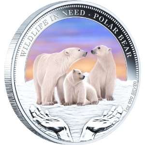 Tuvalu   2012  1$ Wildlife in Need Polar Bear 1Oz Silver Coin Limited 