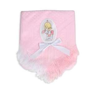 Precious Moments Appliqued Pink Shawl   Girl with Bunny