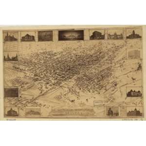  1881 Birds eye map of city of Denver, Colorado