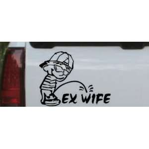  Black 12in X 9.3in    Pee on Ex Wife Funny Car Window Wall 