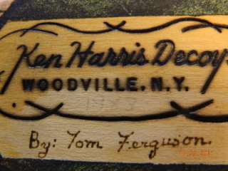 SUPERB KEN HARRIS WOODVILLE N.Y. DUCK DECOY BY TOM FERGUSON 1983 