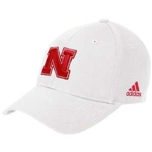 adidas Nebraska Cornhuskers White Basic Logo Structured Adjustable Hat 