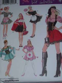 SIMPLICITY #3618 FRENCH MAID,NURSE,PIRATE WENCH PATTERN  