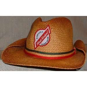    Jamaica RED STRIPE Logo Straw Cowboy Cap / HAT: Everything Else