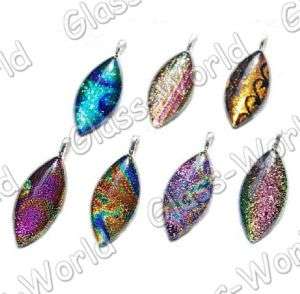 7PCS 17*37MM Dichroic Foil Lampwork Glass Bead Pendants  