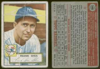 3844) 1952 Topps 248 Frank Shea Yankees F Senators B P  