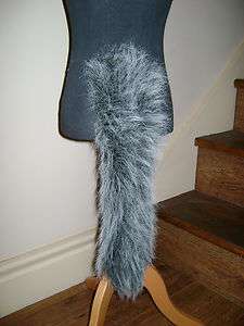 Animal Dog Cat Wolf Tail Grey/White Tipped Luxury Faux Fur Long Pile 