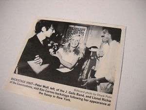 KIM CARNES Peter Wolf Lionel Richie 1981 PROMO Pic/Text  