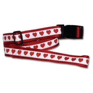 Designer Heart Dog Collar   Red and White Heart Collar   Medium   Made 