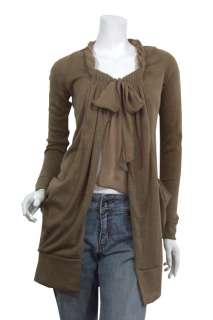 Ryu Womens Knit Cardigan w/ Bow Boutique Brown SMALL  