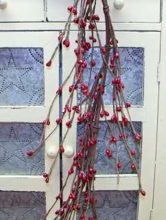 PRIMITIVE WISPY PIP BERRY GARLANDS, ASSORTED COLORS, SOME WITH STARS 