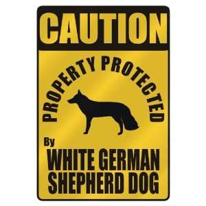    PROPERTY PROTECTED BY WHITE GERMAN SHEPHERD DOG  PARKING SIGN DOG