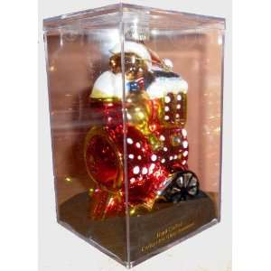  Locomotive Bear   Hand Crafted Collectible Glass Ornament 
