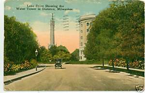 Old Postcard 1916 Milwaukee Wis Lake Drive Water Tower  