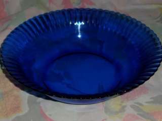 Vintage Cobalt Blue serving bowl veggie server fruit dish ruffle 