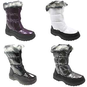 WOMENS LADIES WINTER FUR LINED SNOW MOON JOGGERS METALLIC BOOTS SIZE 4 