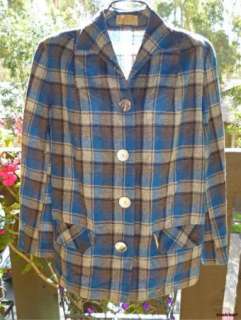   Vintage 50s Shadow Plaid Jacket 49er Wool Blazer Teal Shirt  