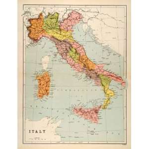  1882 Photolithographed Map Italy Sardinia Sicily Corsica 