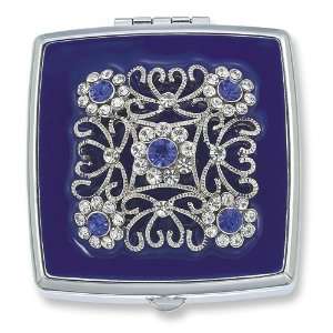  Blue Velvet Crystal & Enameled Pill Box: Jewelry