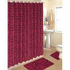 15 pc Bath rug set pink zebra animal print bathroom shower curtain mat 