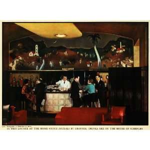  1936 Print Aikins Lounge House Schenley Alcohol Bacardi 