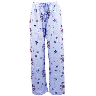   Women Flannel Pajama Lounge Pants Nautical Sailing Blue M  