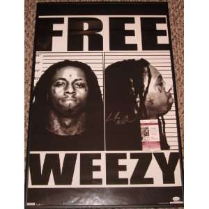  LIL Wayne Free Weezy Signed Autographed Framed Poster Jsa 