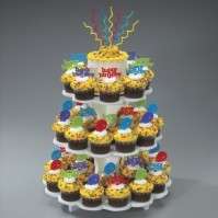 CUPCAKE Cake 3 Tier Tray Scalloped WEDDING Birthday PARTY Dessert Tree 