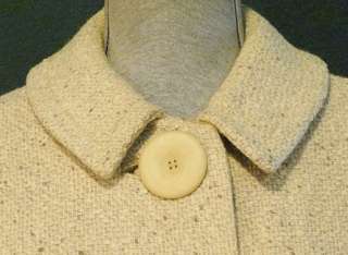 1960s Beige Wool Swing Style Coat w/Brown Dots S/M  