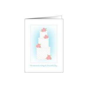  Be My Cake Cutter Aqua with Pink Rose Cake Card: Health 
