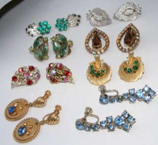 Vintage Rhinestone Earring LOT Earrings costume jewelry clip Sarah Cov 