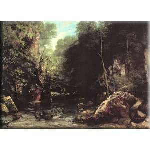   Stream 30x21 Streched Canvas Art by Courbet, Gustave