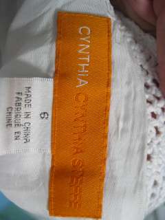 CYNTHIA STEFFE White Lined Tank Top Crocheted Shirt Sz6  