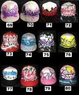   HATS Airbrushed name ball cap personalized sprayed graffiti tag bomber