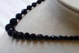   Victorian Original Carved Real Whitby Jet Graduated Bead Necklace