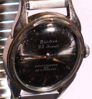 VINTAGE 1955 BULOVA WRIST WATCH SELF WINDING 23 JEWELS L5 BLACK 