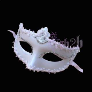 Fashion Elegant White Lady Masquerade Half Face Mask Halloween Mardi 