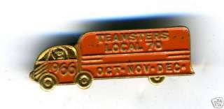 1966 Pinback of Truck from Teamsters Union Local 70  