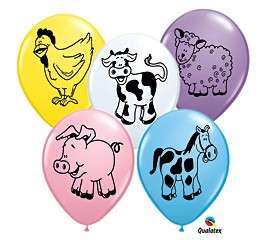   Barnyard LATEX BALLOONS Party Birthday Pig Cow Horse Sheep Chicken