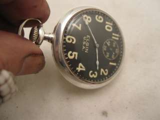 WWI 1919 ELGIN DRIVER AIRCORP MILTARY REVERSE INVERTED DIAL POCKET 