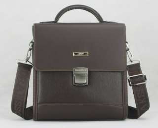Mens leather business Briefcase shoulder bag Lock 9684  
