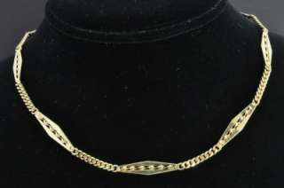 UnoAErre Italian 14K Yellow Gold Station Link Curb Chain Necklace 15.5 