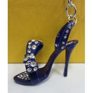 : Purse Charm Girly Purple Shoe with Big Bow Crystals Rhinestone Key 
